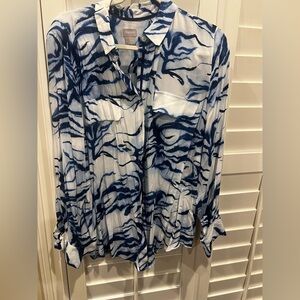Chico's Navy and White Abstract Blouse